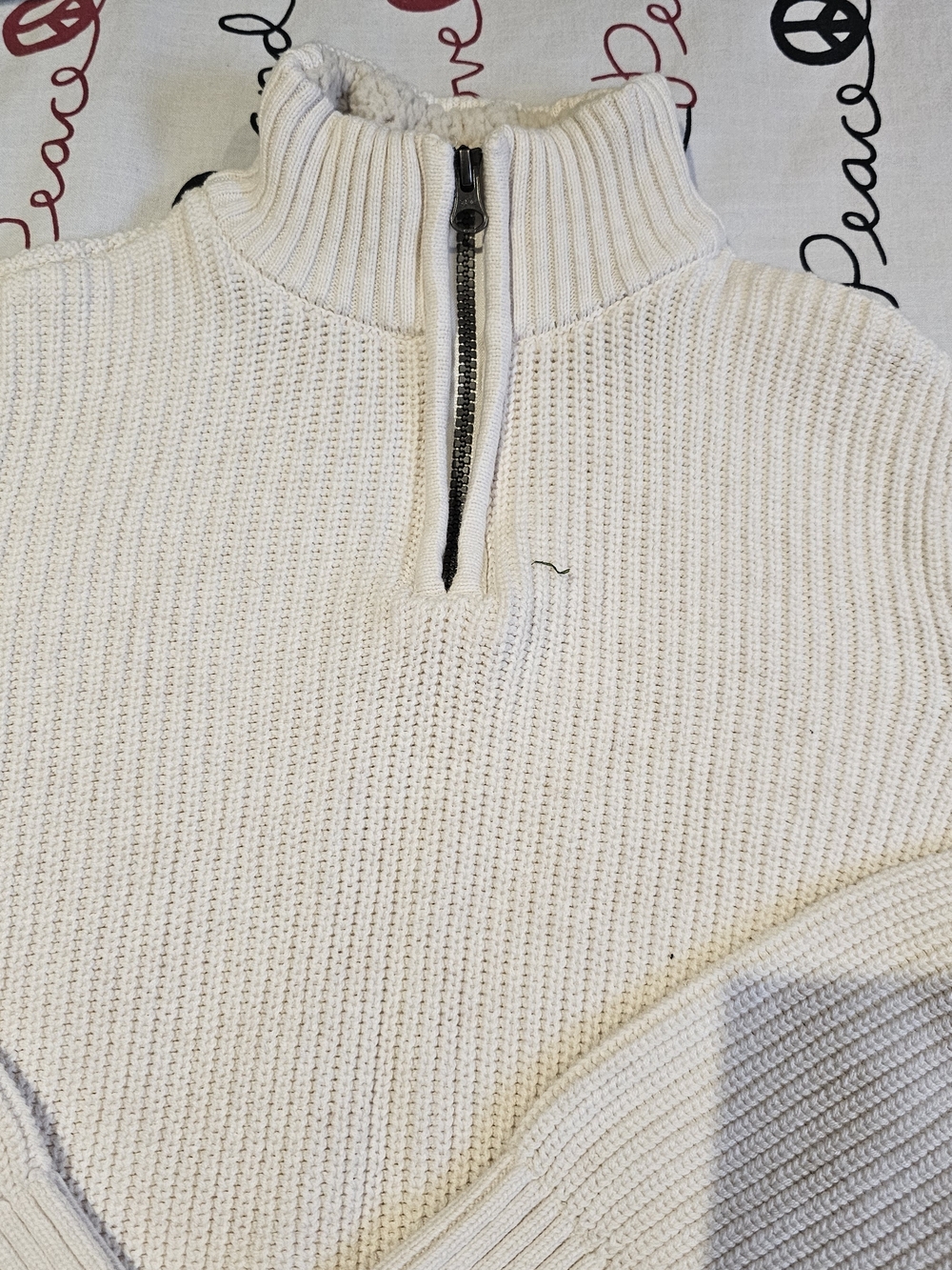 Place Cream Half-Zip Waffle Knit Sweater
